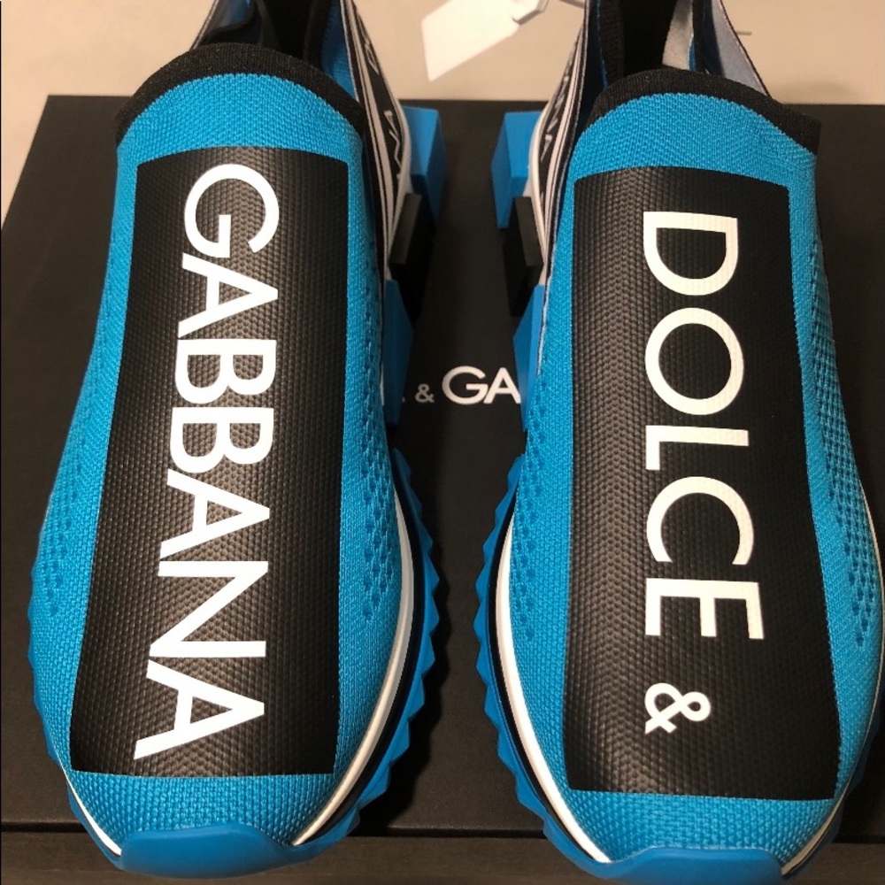 Dolce and Gabbana Sock Sneakers Blue Black w Tags SZ 8